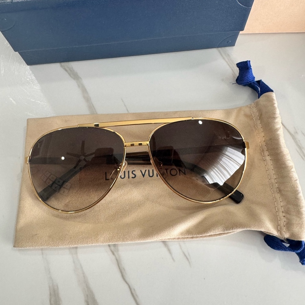 Louis Vuitton Gold-Tone Aviator Sunglasses